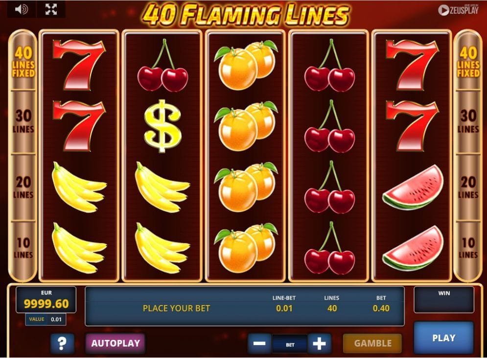 40 Flaming Lines online Geldspielautomat