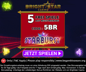 5 Freispiele auf Registrierung für Starburst Video Slot