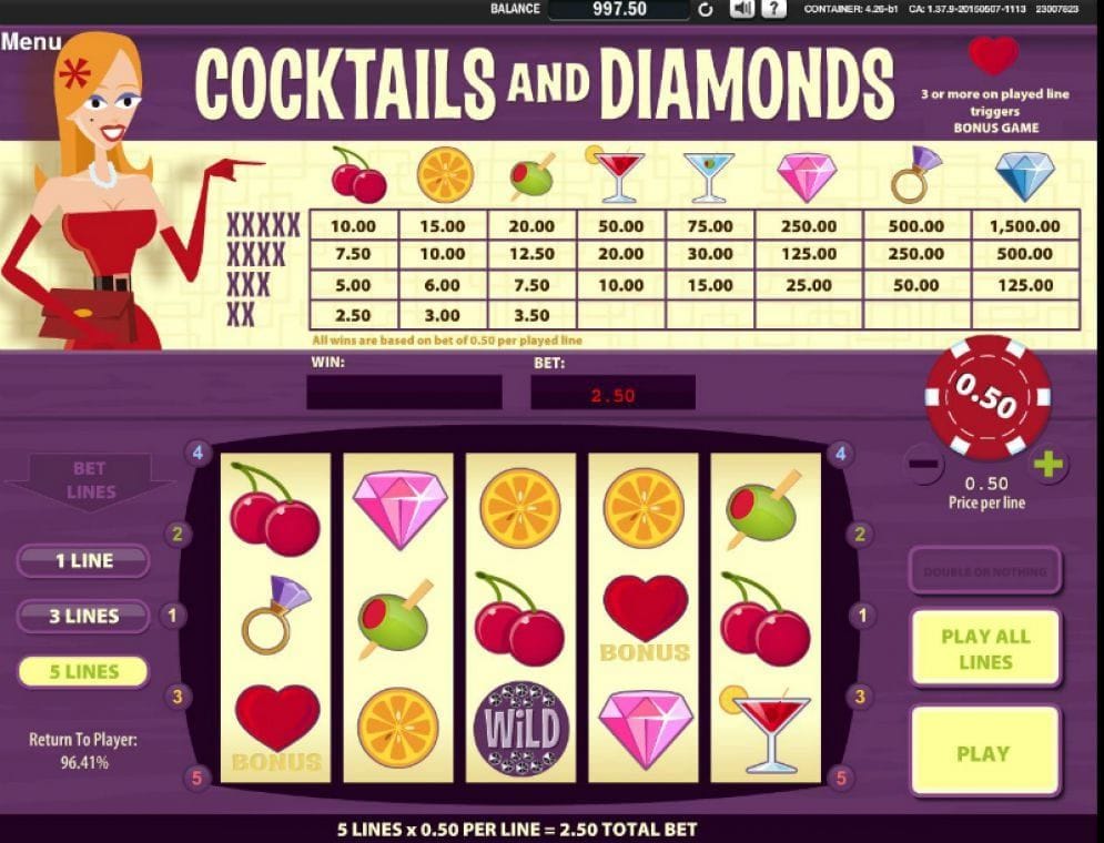 Cocktails and Diamonds online Automatenspiel