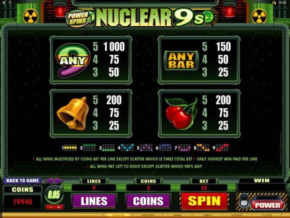 Power Spins Nuclear 9s Casino Spiel
