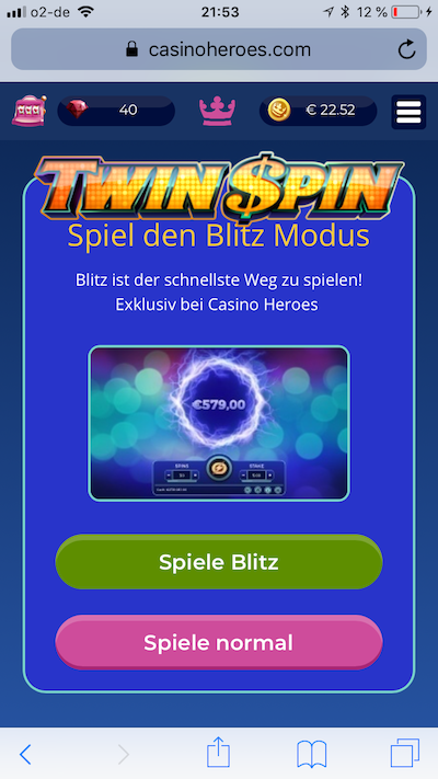Twin Spin Blitz bei Casino Heroes