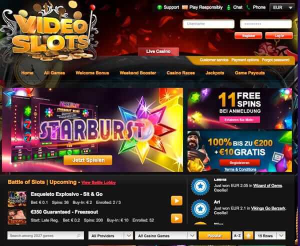 VideoSlots Casino – innovative online Casino mit über 1500 Video Slots